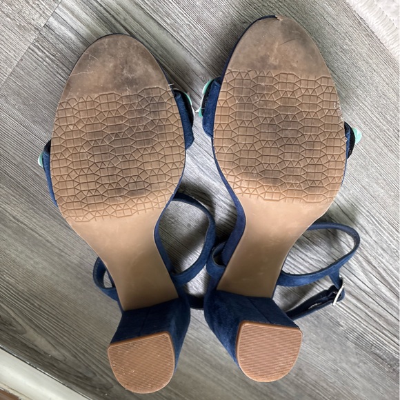 BP Lula Floral Suede Block Heel Blue Sandals Sz 8 - Picture 5 of 5